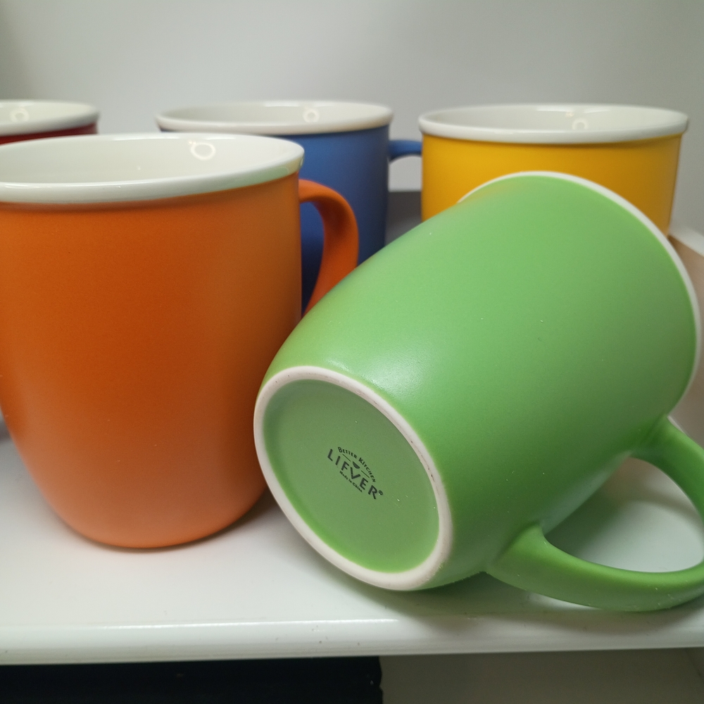Colorful Ceramic Coffee Mugs - Set of 6 - Picture 3 of 7